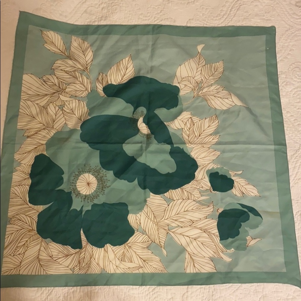 Vintage teal floral scarf